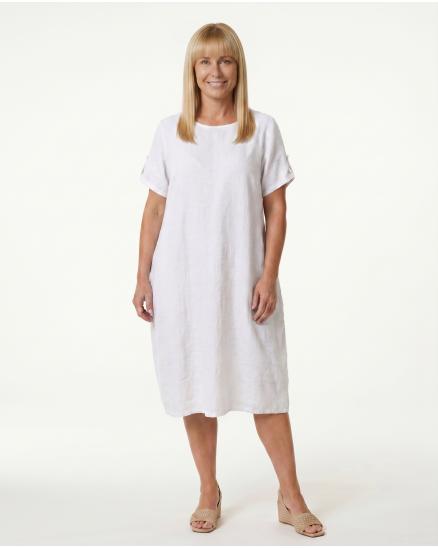 Leinenkleid Basic in wei� von Puro Lino