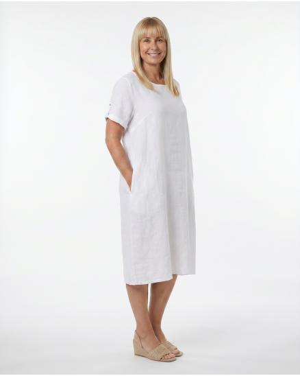 Leinenkleid Basic in wei� von Puro Lino