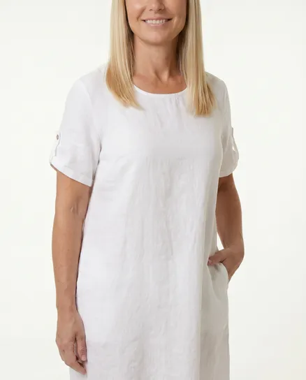 Leinenkleid Basic in wei� von Puro Lino