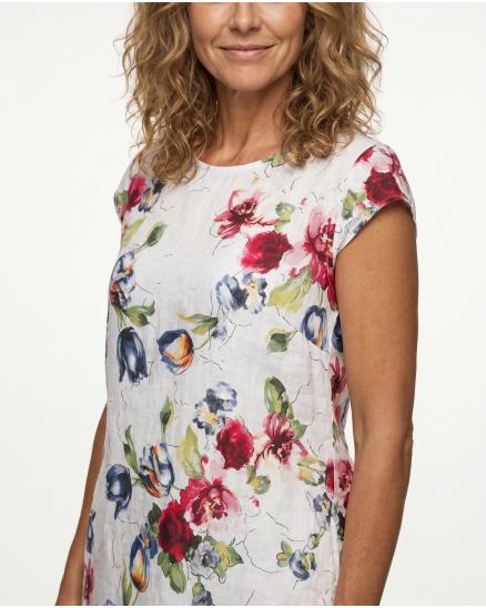 Leinenkleid Blumen in bunt von Puro Lino