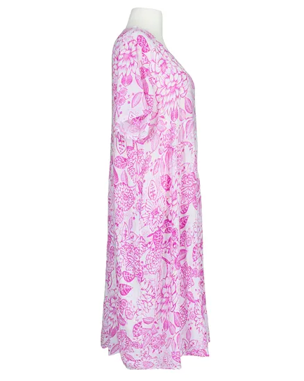 Leinenkleid Blumenmuster in pink von Made in Italy