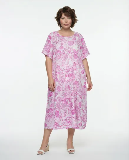Leinenkleid Blumenmuster in pink von Made in Italy