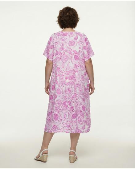 Leinenkleid Blumenmuster in pink von Made in Italy