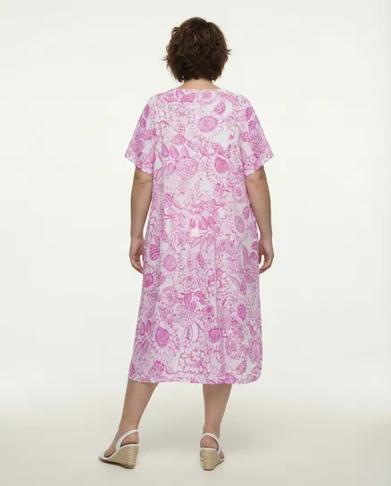 Leinenkleid Blumenmuster in pink von Made in Italy