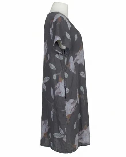 Leinenkleid Floral in anthrazit von Puro Lino