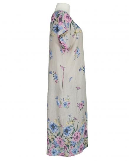 Leinenkleid Floral in beige von Puro Lino