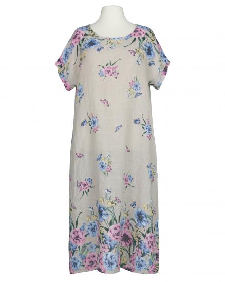 Leinenkleid Floral in beige von Puro Lino