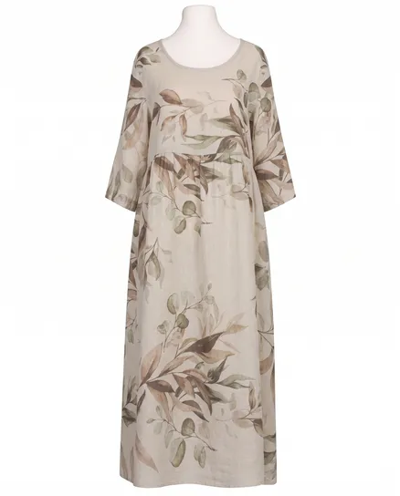 Leinenkleid Floral in beige von Puro Lino