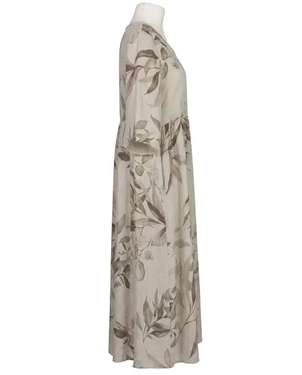 Leinenkleid Floral in beige von Puro Lino