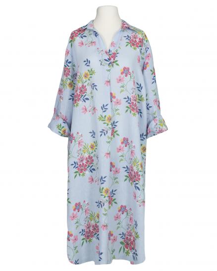 Leinenkleid Floral in blau von Puro Lino