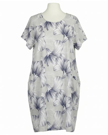 Leinenkleid Floral in grau von Puro Lino
