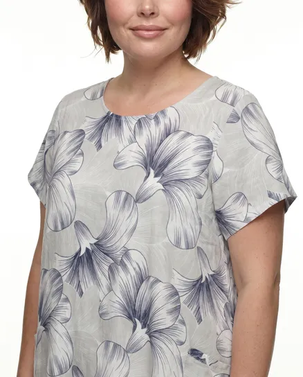 Leinenkleid Floral in grau von Puro Lino