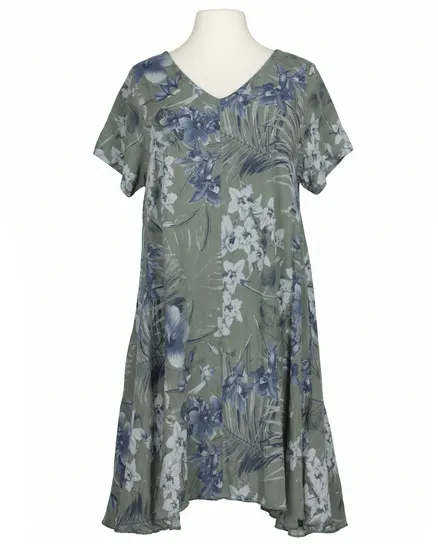 Leinenkleid Floral in khaki von Made in Italy