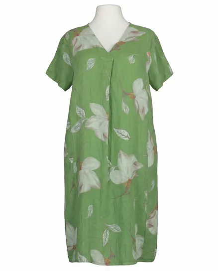 Leinenkleid Floral in kiwi von Puro Lino