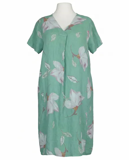 Leinenkleid Floral in lindgr�n von Puro Lino
