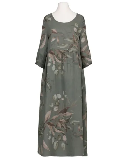 Leinenkleid Floral in oliv von Puro Lino