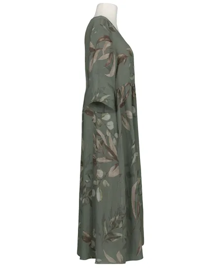 Leinenkleid Floral in oliv von Puro Lino