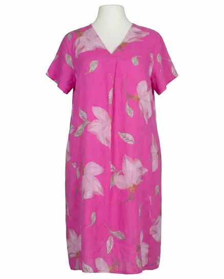 Leinenkleid Floral in pink von Puro Lino