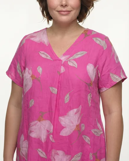 Leinenkleid Floral in pink von Puro Lino