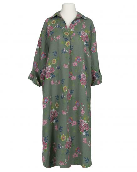 Leinenkleid Floral in salbei von Puro Lino