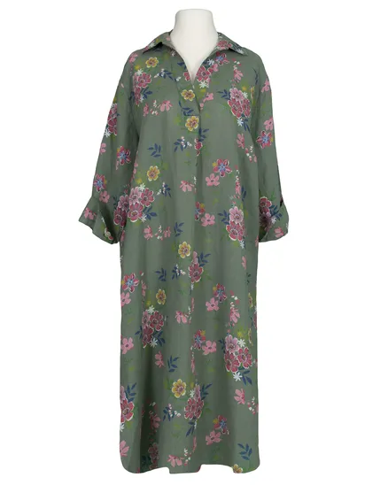 Leinenkleid Floral in salbei von Puro Lino