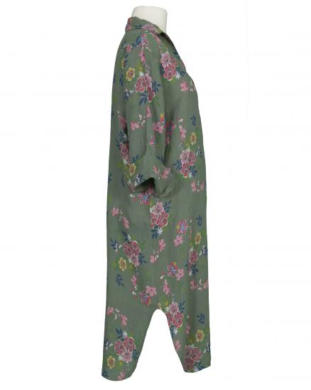 Leinenkleid Floral in salbei von Puro Lino
