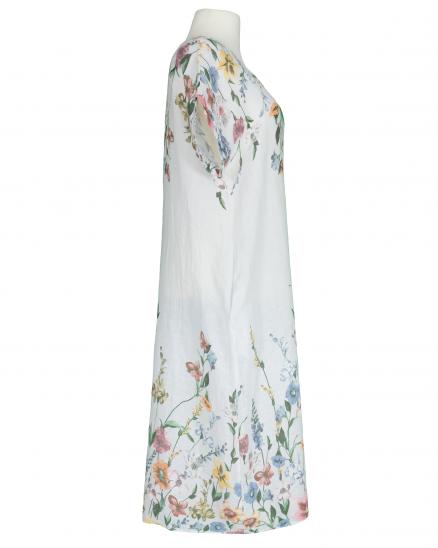 Leinenkleid Floral in wei� von Puro Lino