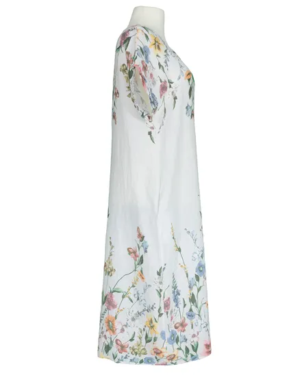 Leinenkleid Floral in wei� von Puro Lino