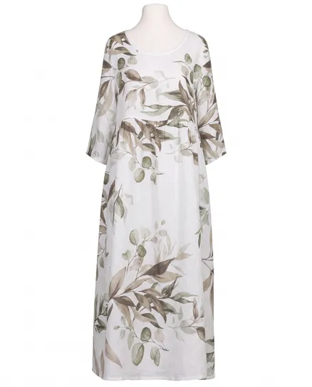 Leinenkleid Floral in wei� von Puro Lino