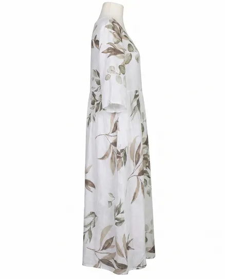 Leinenkleid Floral in wei� von Puro Lino