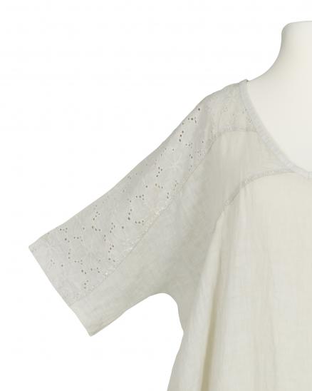 Leinenkleid Lochstickerei in beige von Spaziodonna