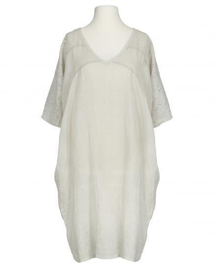 Leinenkleid Lochstickerei in beige von Spaziodonna