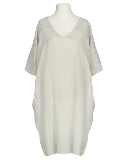 Leinenkleid Lochstickerei in beige von Spaziodonna