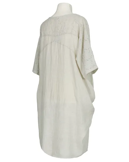 Leinenkleid Lochstickerei in beige von Spaziodonna