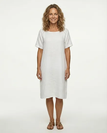 Leinenkleid Lochstickerei in wei� von Puro Lino
