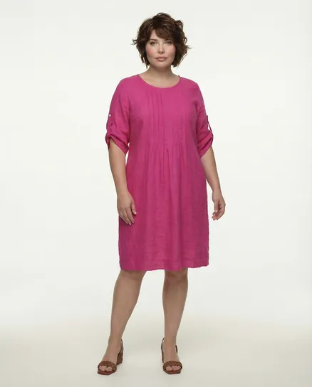 Leinenkleid mit Biesen in pink von Made in Italy