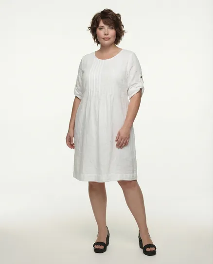 Leinenkleid mit Biesen in wei� von Made in Italy