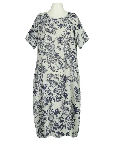 Leinenkleid mit Blumen in beige von Puro Lino