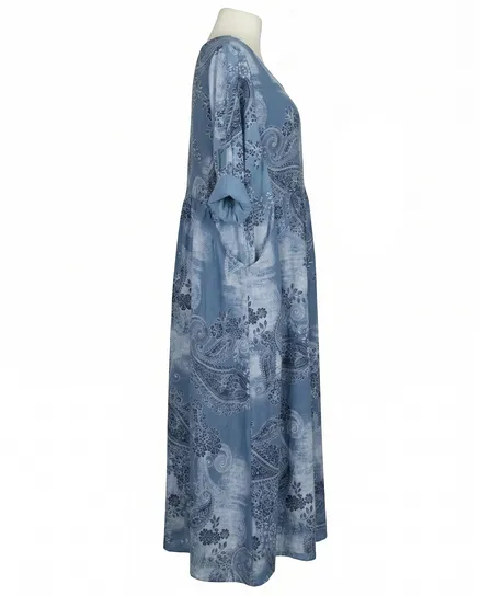 Leinenkleid mit Blumen in blau von Puro Lino
