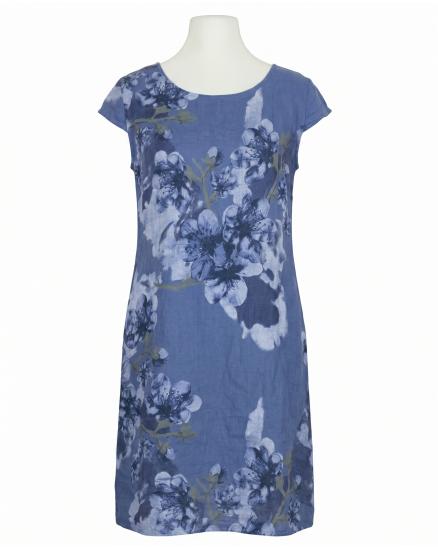 Leinenkleid mit Blumen in blau von Puro Lino