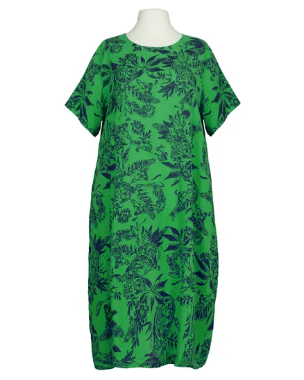 Leinenkleid mit Blumen in gr�n von Puro Lino