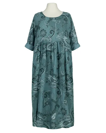Leinenkleid mit Blumen in jade von Puro Lino