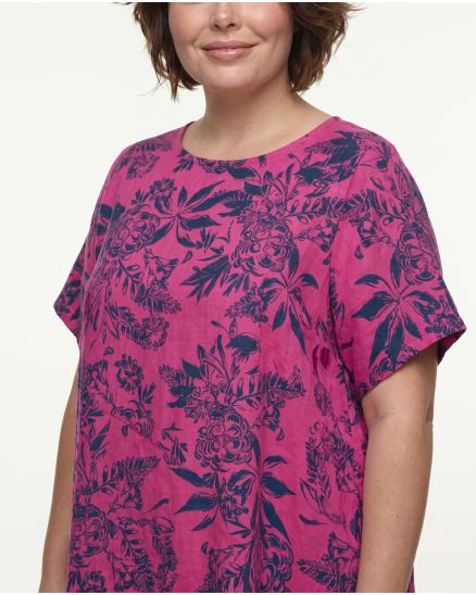 Leinenkleid mit Blumen in pink von Puro Lino