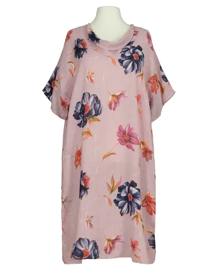 Leinenkleid mit Blumen in rosa von Puro Lino