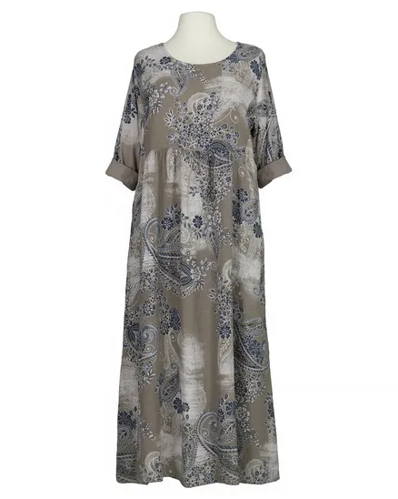 Leinenkleid mit Blumen in taupe von Puro Lino