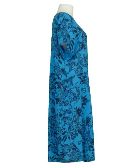 Leinenkleid mit Blumen in t�rkis von Puro Lino