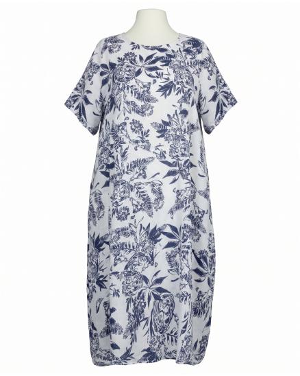 Leinenkleid mit Blumen in wei� von Puro Lino