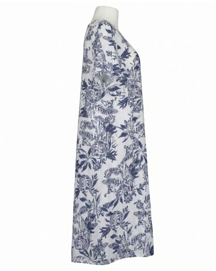Leinenkleid mit Blumen in wei� von Puro Lino