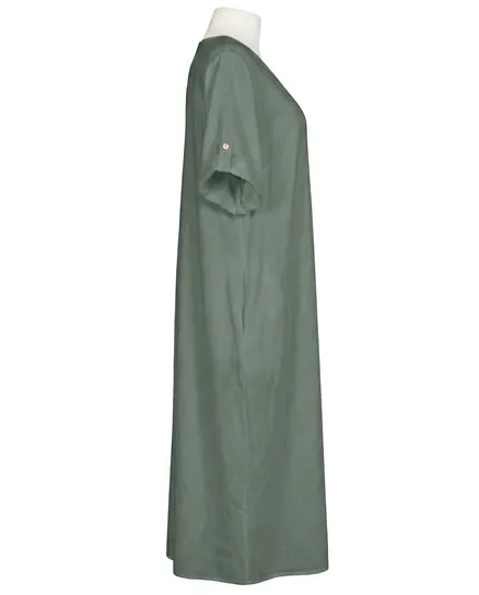 Leinenkleid mit Blumenbesatz in salbei von Puro Lino