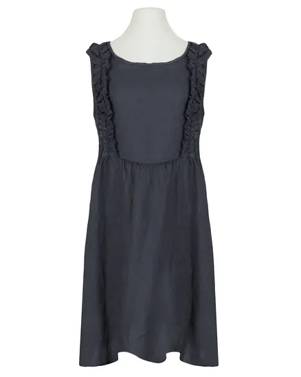 Leinenkleid mit R�schen in anthrazit von Made in Italy